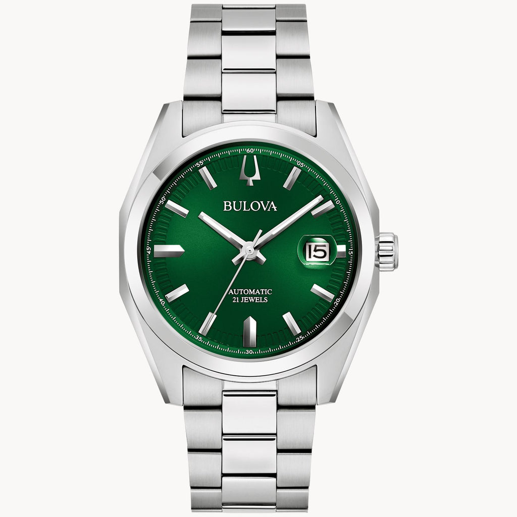 Bulova Surveyor Mens Watch (96B429) Green Dial Silver Tone