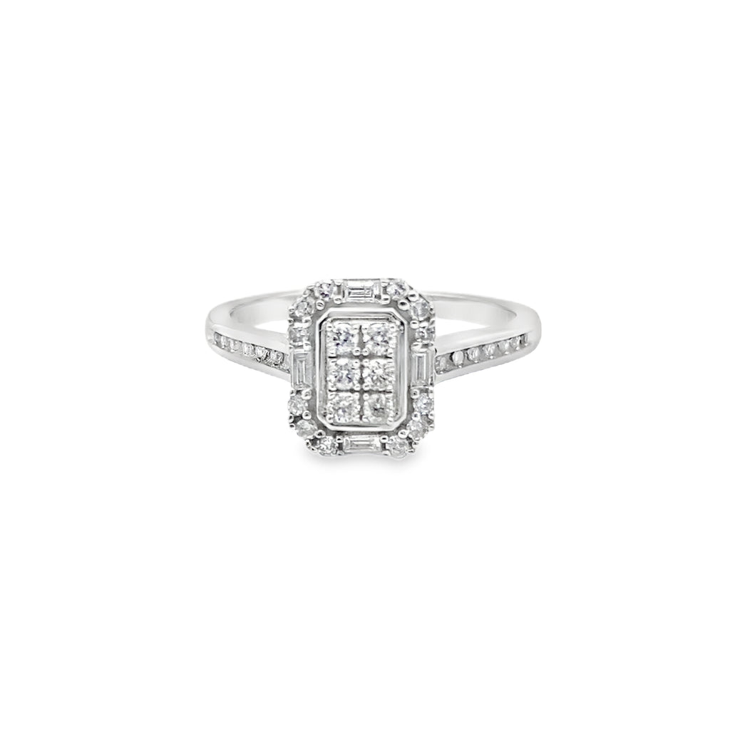 0.35Ct 10K White Gold Diamond Engagement Ring Size 7 1.5Dwt