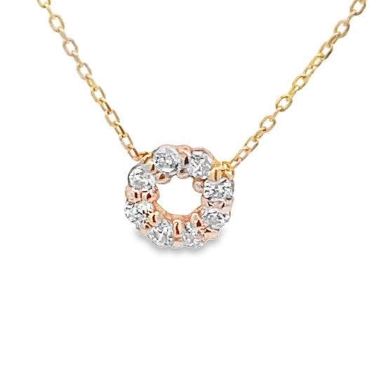 14K Yellow Gold Circle Cz Pendant Necklace 18N