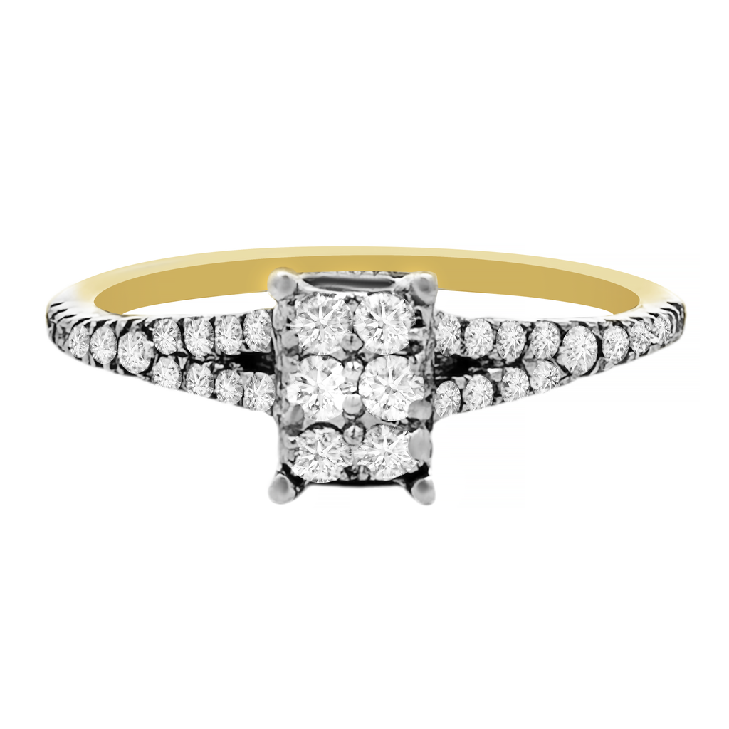0.35Ctw 10K Yellow Gold Diamond Engagement Ring Size 7 1.4Dwt