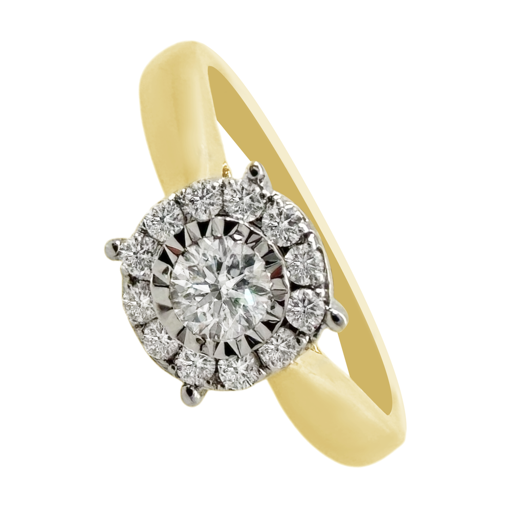 0.33Ct 14K Yellow  Gold Diamond Engagement Rings Size 7 1.9Dwt