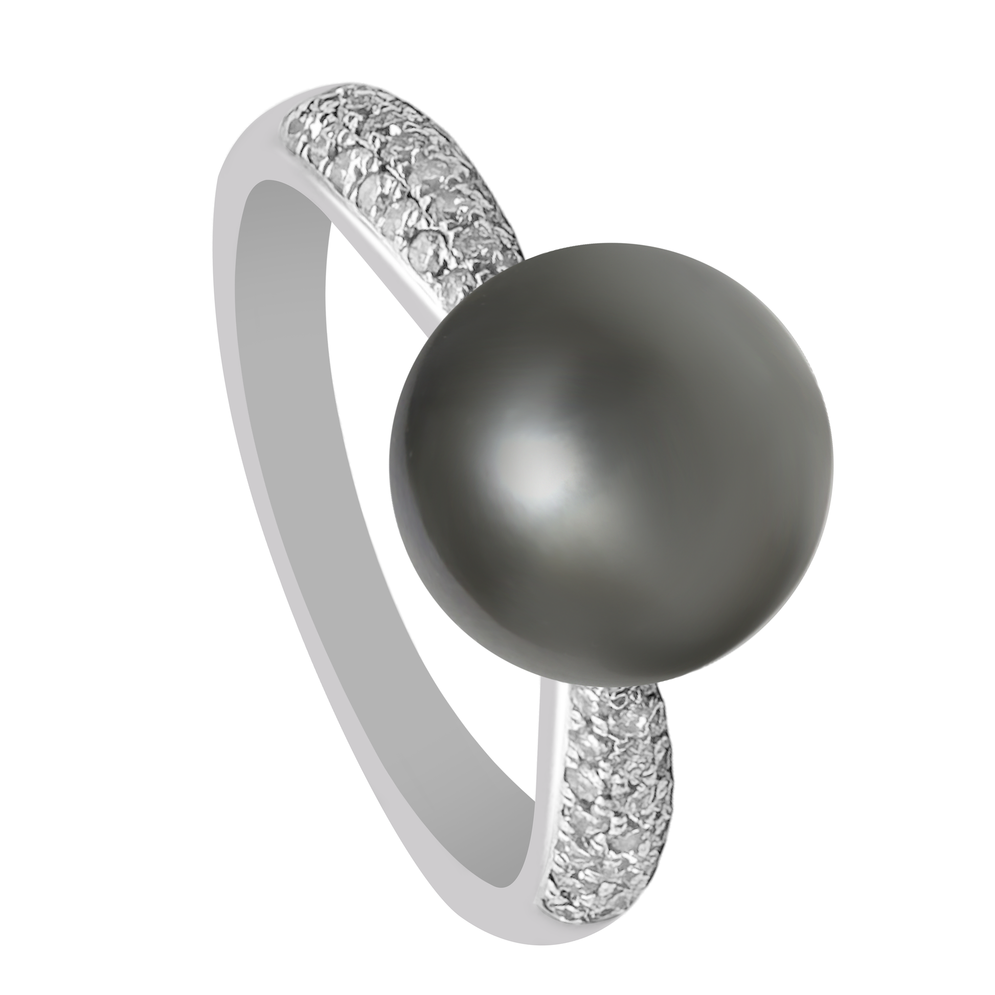 4.08Tpr 0.25Dir 18K White Gold Tahitian Pearl & Diam Ring Size 6.5 2.8Dwt+