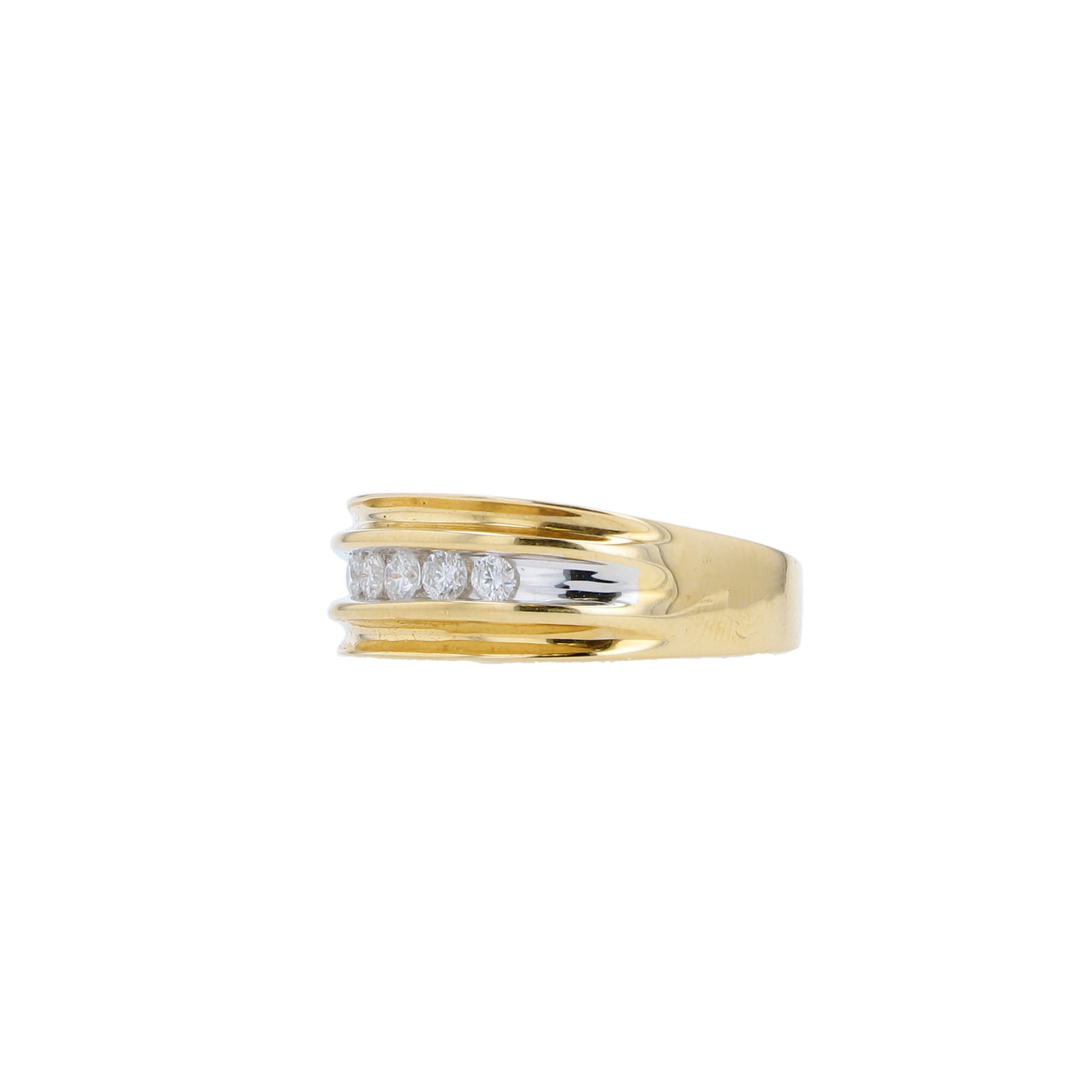 0.25 Ctw 14K Yellow Gold Diamond Mens Band Size 10 3.6Dwt