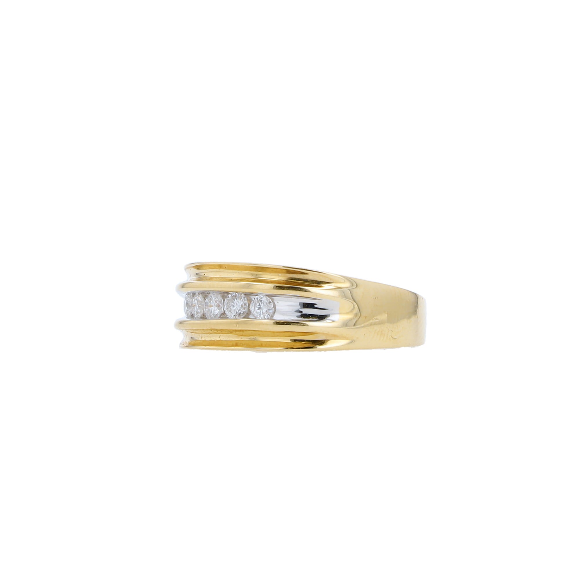 0.25 Ctw 14K Yellow Gold Diamond Mens Band Size 10 3.6Dwt