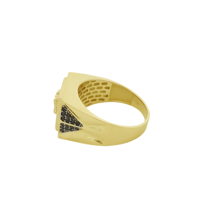 10K Two Tone Mens Horse Ring W Black Cz Size 13 4.1Dwt