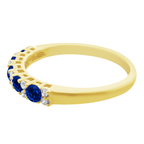 0.12 Dird 0.39 Sard 14K Yellow Gold Diam & Sappire Band Ring Size 7 1.5Dwt