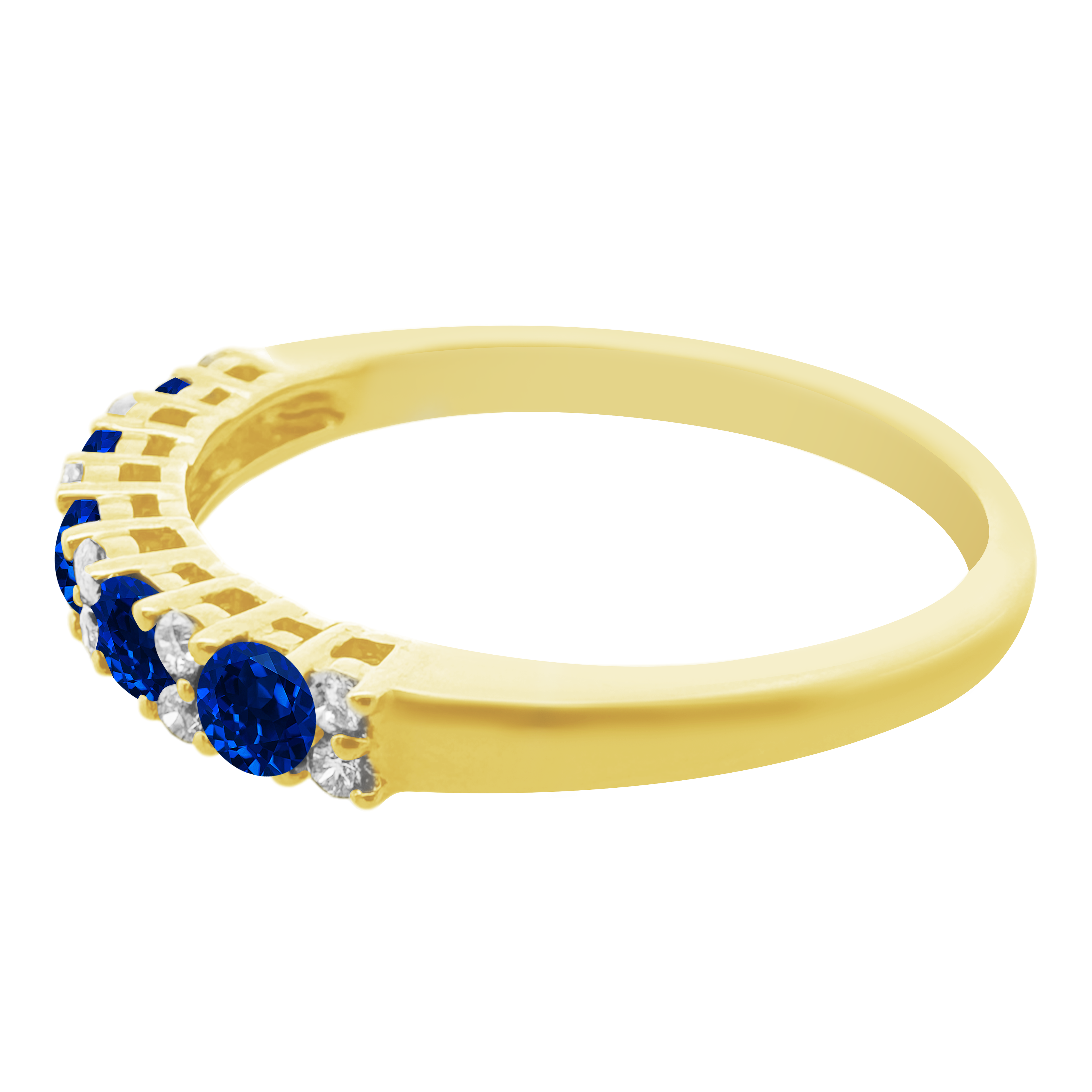 0.12 Dird 0.39 Sard 14K Yellow Gold Diam & Sappire Band Ring Size 7 1.5Dwt