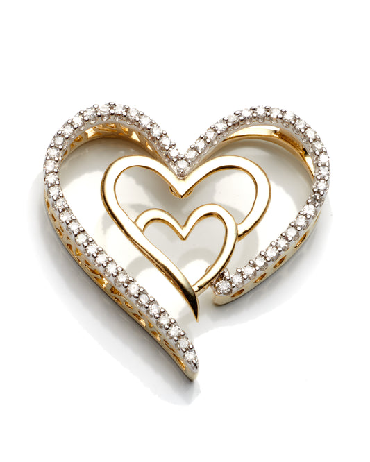 0.15Ctw 10K Yellow Gold Diamond Heart Pendant 1.0Dwt