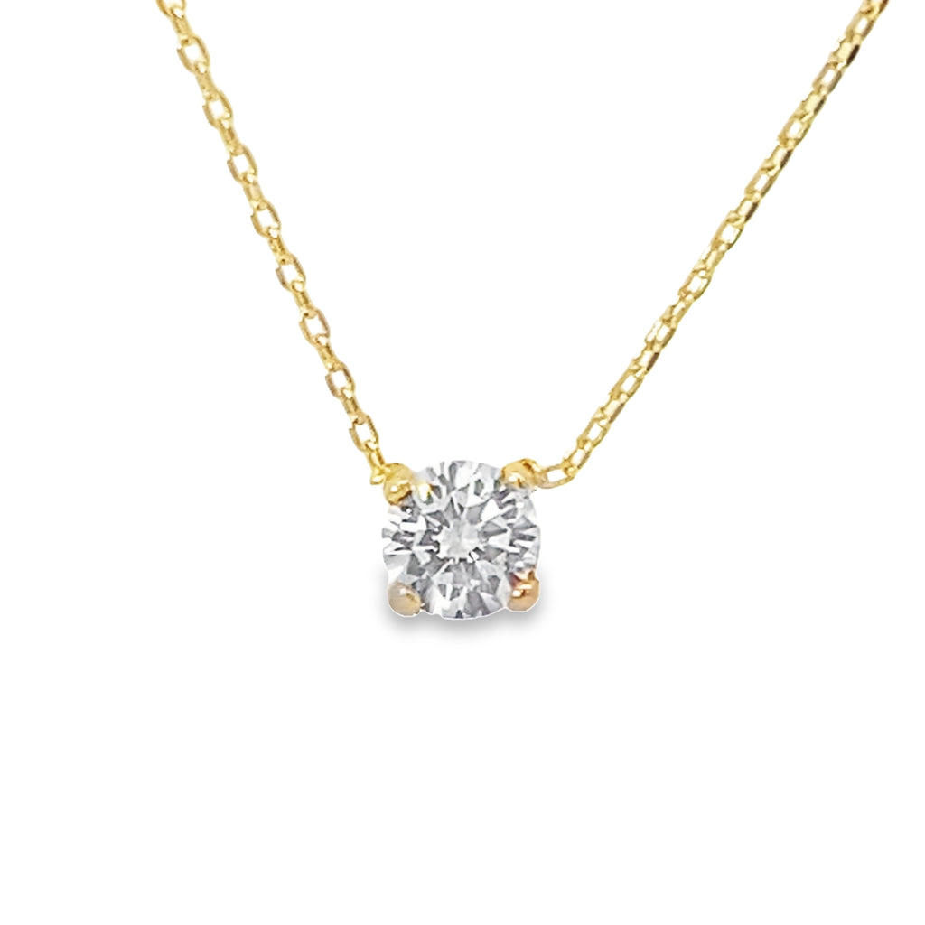 14K Yellow Gold Round Small Cz Pendant Necklace 18In