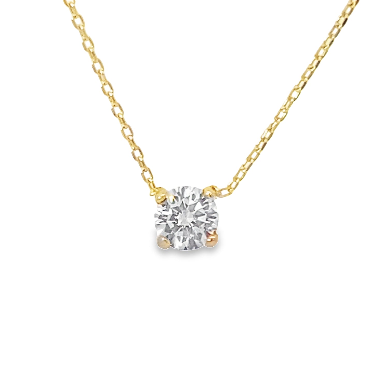 14K Yellow Gold Round Small Cz Pendant Necklace 18In