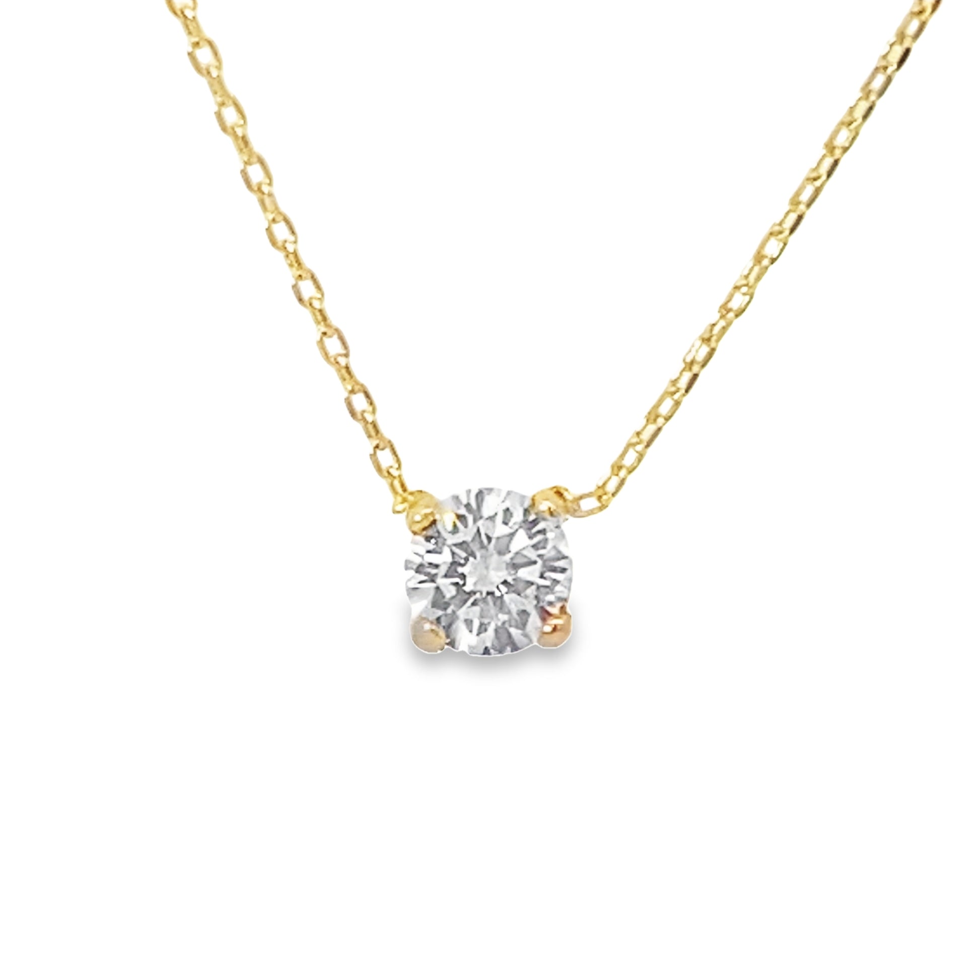 14K Yellow Gold Round Small Cz Pendant Necklace 18In