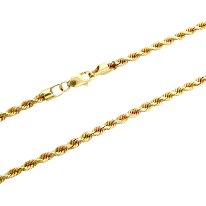 14K Yellow Gold Rope Link Chain 3Mm 18In 4.9Dwt