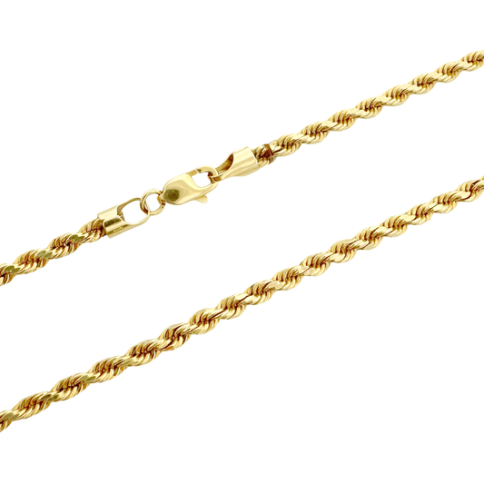 14K Yellow Gold Rope Link Chain 3Mm 18In 4.9Dwt