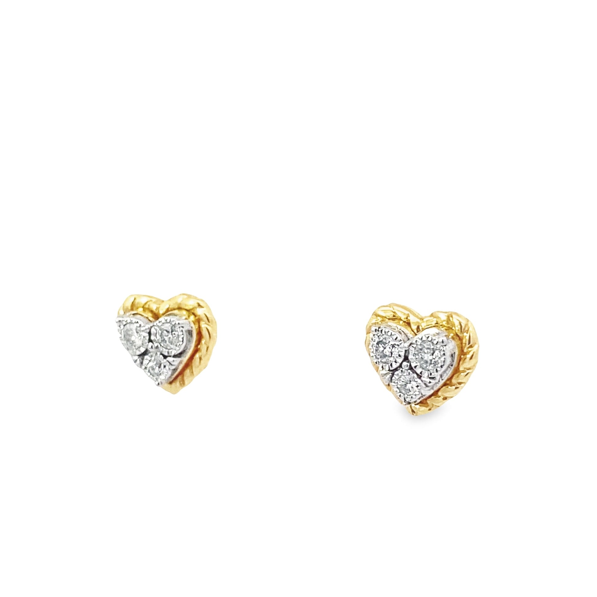 0.10Ctw 10K Yellow Gold Heart Diamond Stud Earrings