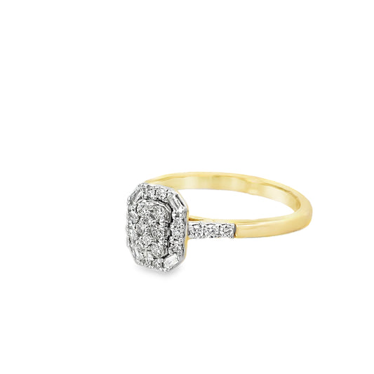 0.33Ctw 14K Yellow Gold Diamond Engagement Ring Size 7 1.4Dwt
