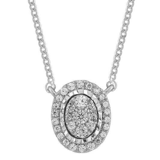 0.20Ctw 10K White Gold Diamond Necklace 18In 1.0Dwt