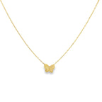 14K Yellow Gold Small Butterfly Pendant Necklace 18In