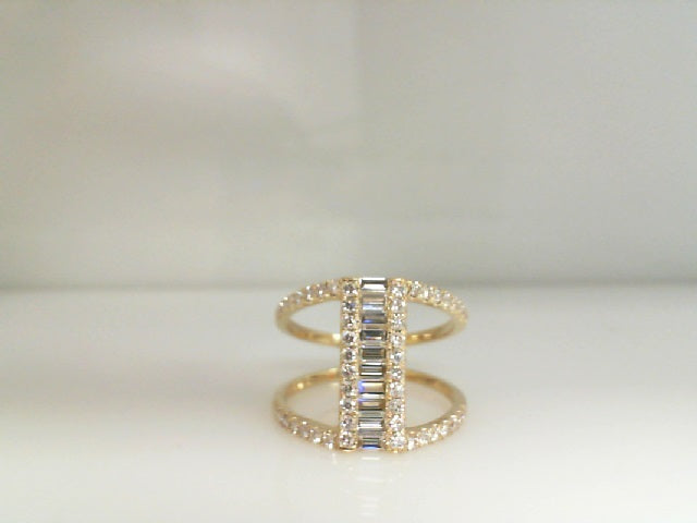 1.04Ctw 14K Yellow Gold Diamond Fashion Ring Size 7 2.4Dwt
