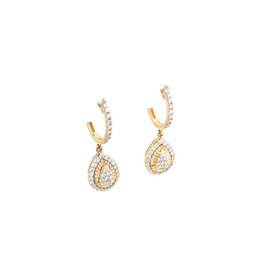 (Uj2)0.42Ctw 14K Yellow Gold Diamond Earrings 1.8Dwt
