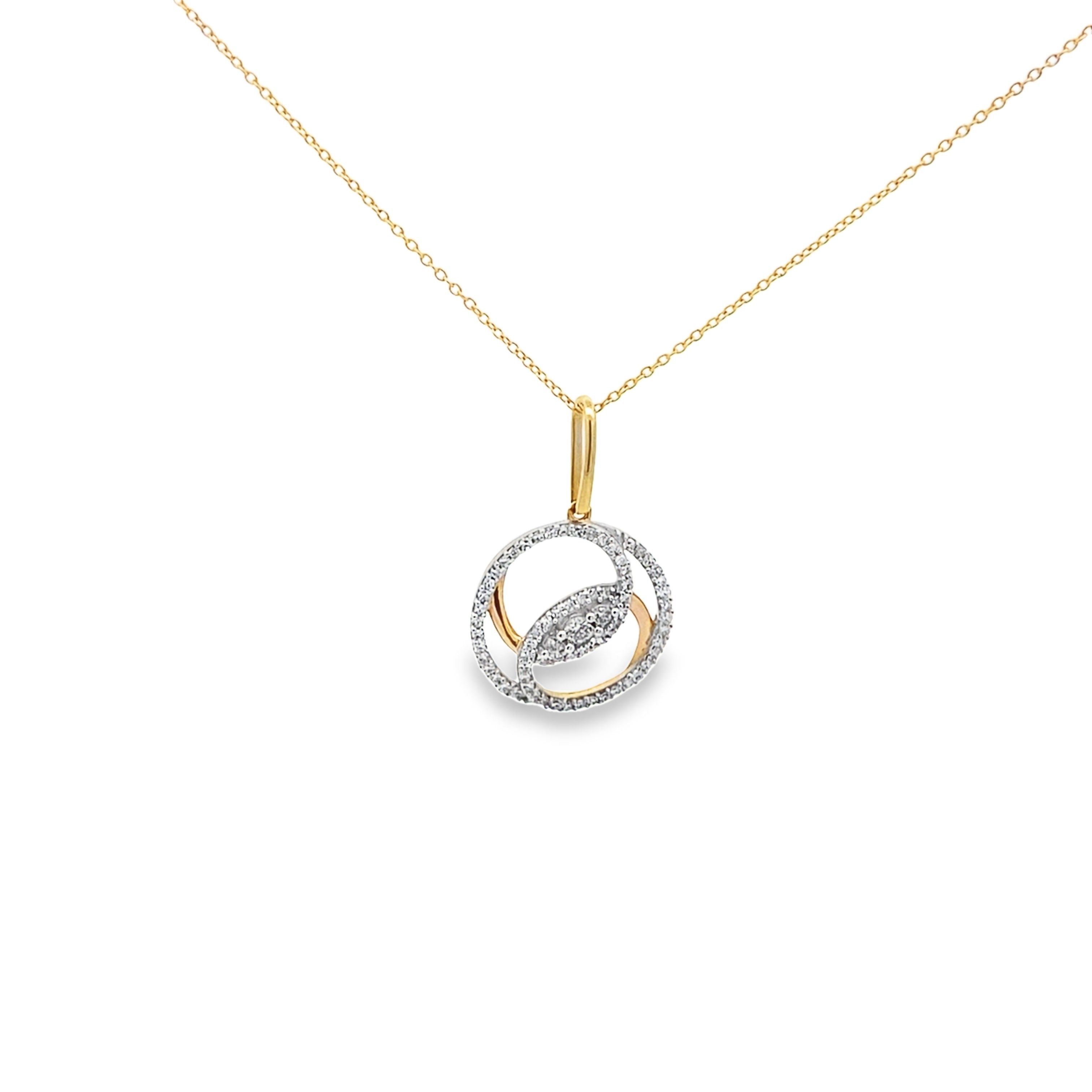 0.25Ctw 14K Yellow Diamond Pendant Necklace 18In