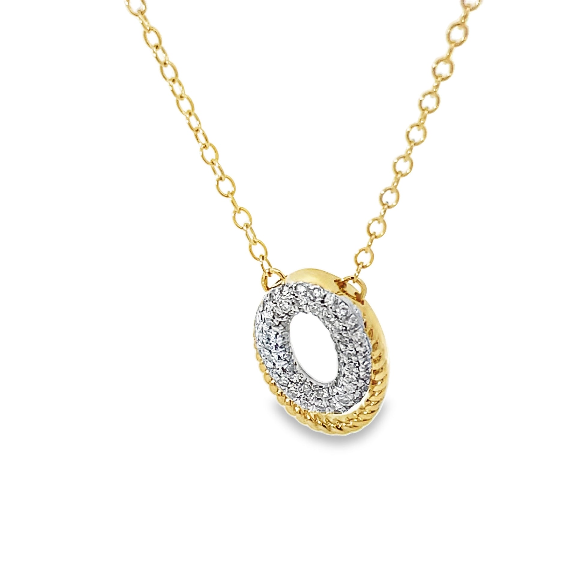 0.16Ctw 14K Yellow Gold Diamond Necklace 18In 1.2Dwt