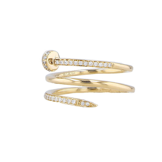 0.18Ctw 14K Yellow Gold Diamond Nail Ring Size 7 2.4Dwt
