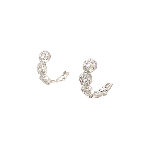 (Uj2)0.24Ctw 14K White Gold Diamond Hoop Earrings 1.0Dwt