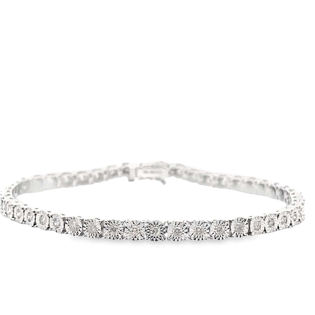1.00Ct 10K White Gold Diamond Tennis Bracelet 7In 4.7Dwt