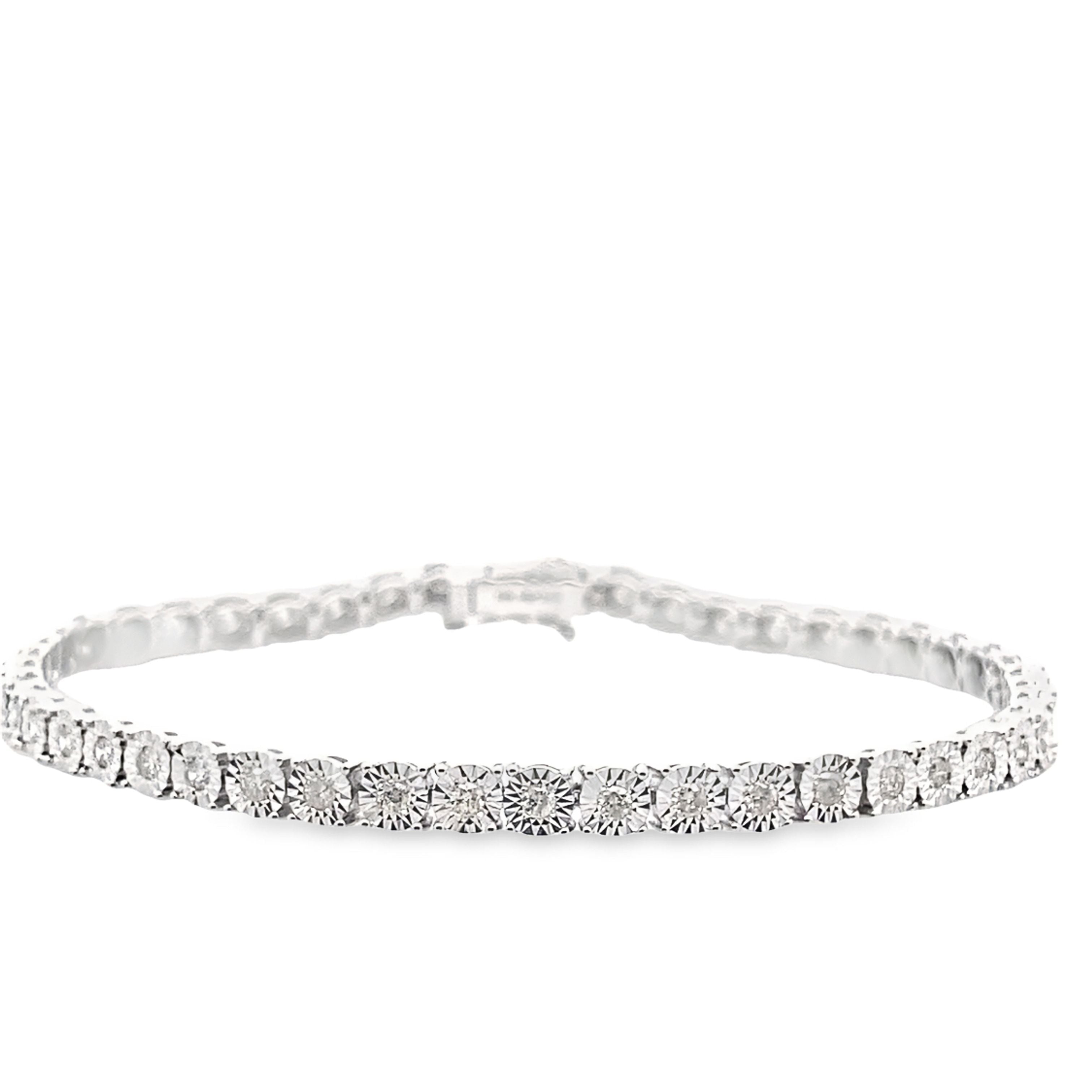 1.00Ct 10K White Gold Diamond Tennis Bracelet 7In 4.7Dwt