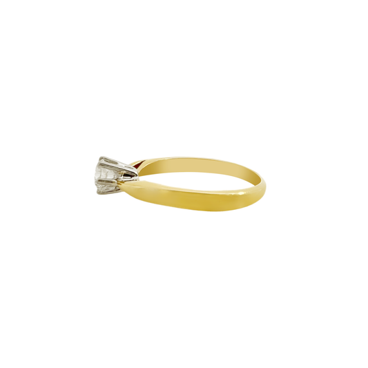 0.40Ct 18K Two Tone Gold Round Brilliant Diamond Engagement Ring Size 6.25 1.7Dwt