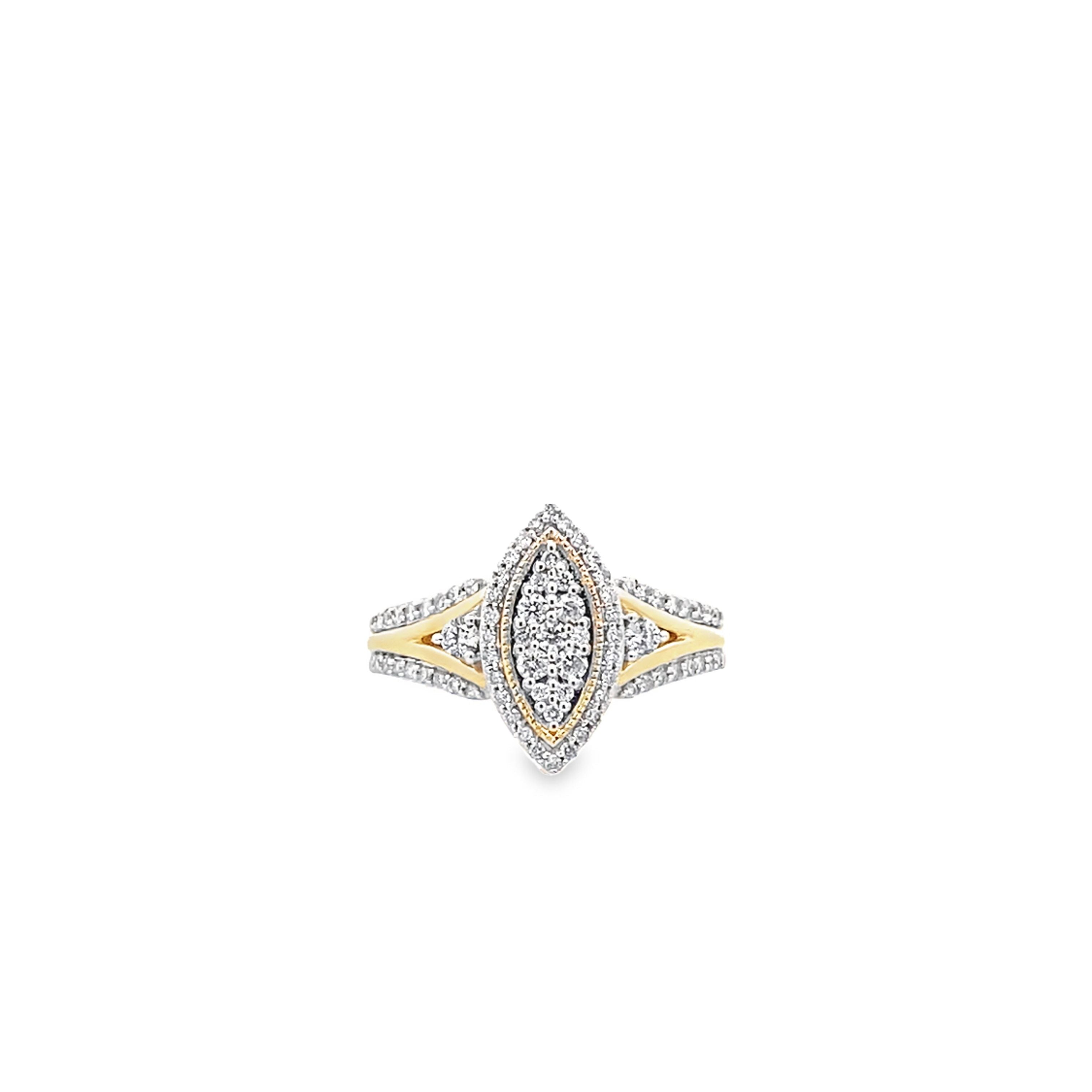 0.50Ct 14K Two Tone Gold Diamond Engagement Ring Size 7 2.1Dwt