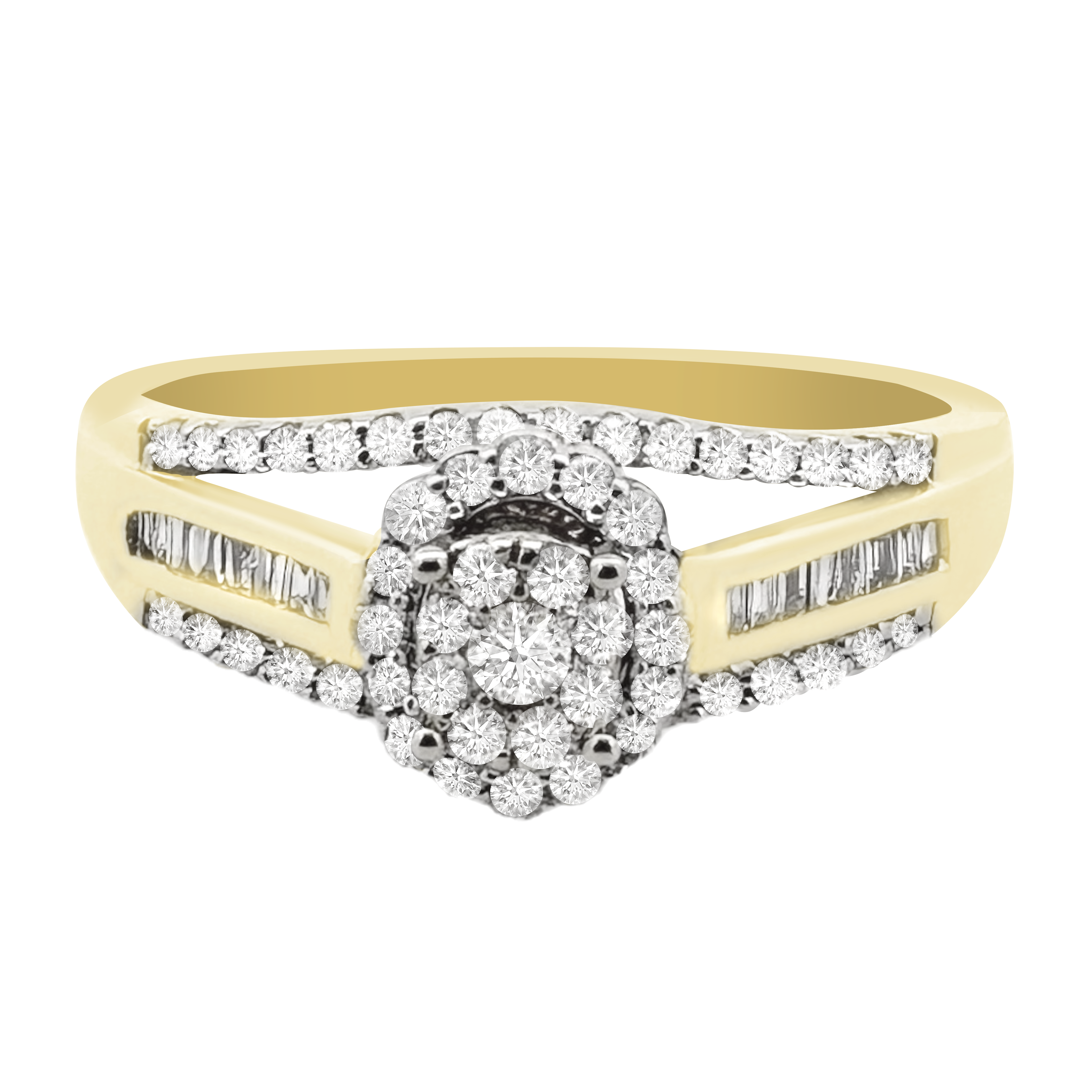 0.35Ctw 10K Yellow Gold Diamond Engagement Ring Size 7 1.7Dwt