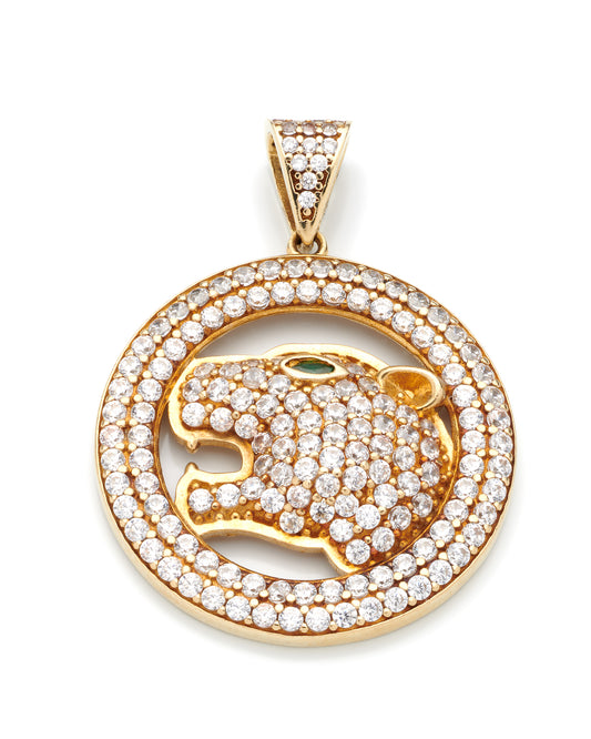 10K Yellow Gold Head Panther Pendant 3.6Dwt