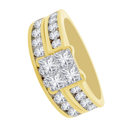 1.60Ctw 14K Yellow Gold Diamond Wedding Set Size 7 5.9Dwt