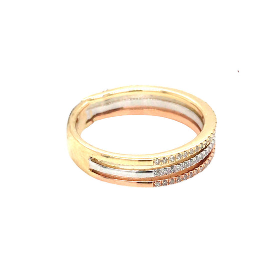 (Uj2)0.26Ctw 14K Tri Color Diamond Fashion Ring Size 6.5 3.3