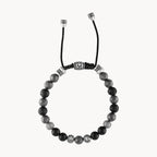 Bulova Classic Bolo Bracelet Stainless Steel With Black Cord W/ Onyx & Matte Hematite & Black Lava Beads (BVB1072-NSTMA)