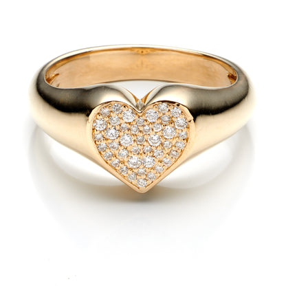 14K Yellow Gold Ladies Diamond Heart Ring Size 6.75 3.6Dwt