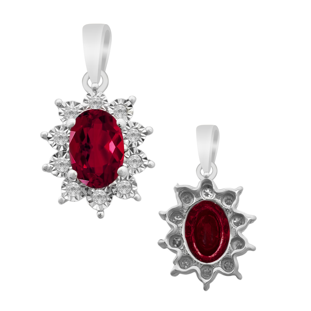 0.06Ctw Diamond & Ruby 10K White  Gold Pendant 0.6Dwt