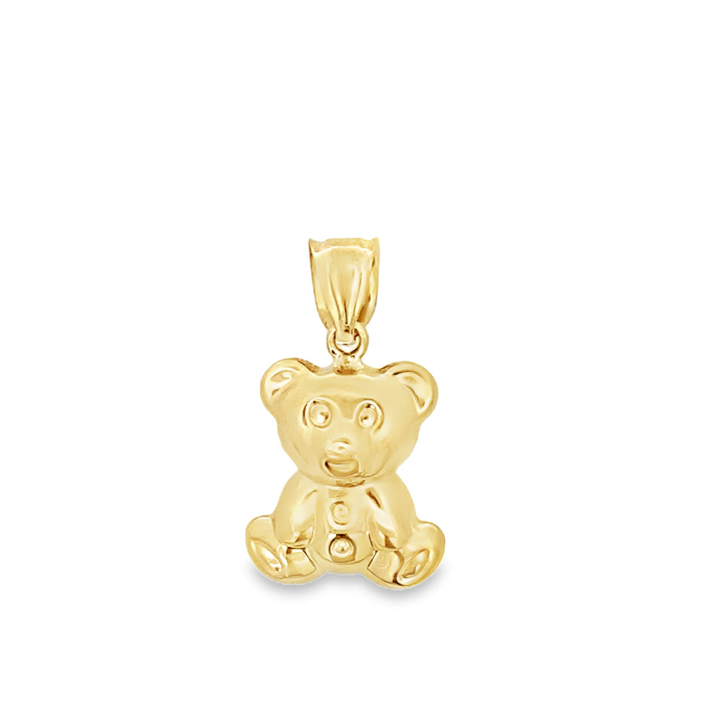 14K Yellow Gold Two Tone Puff Bear Pendant  1.3Dwt