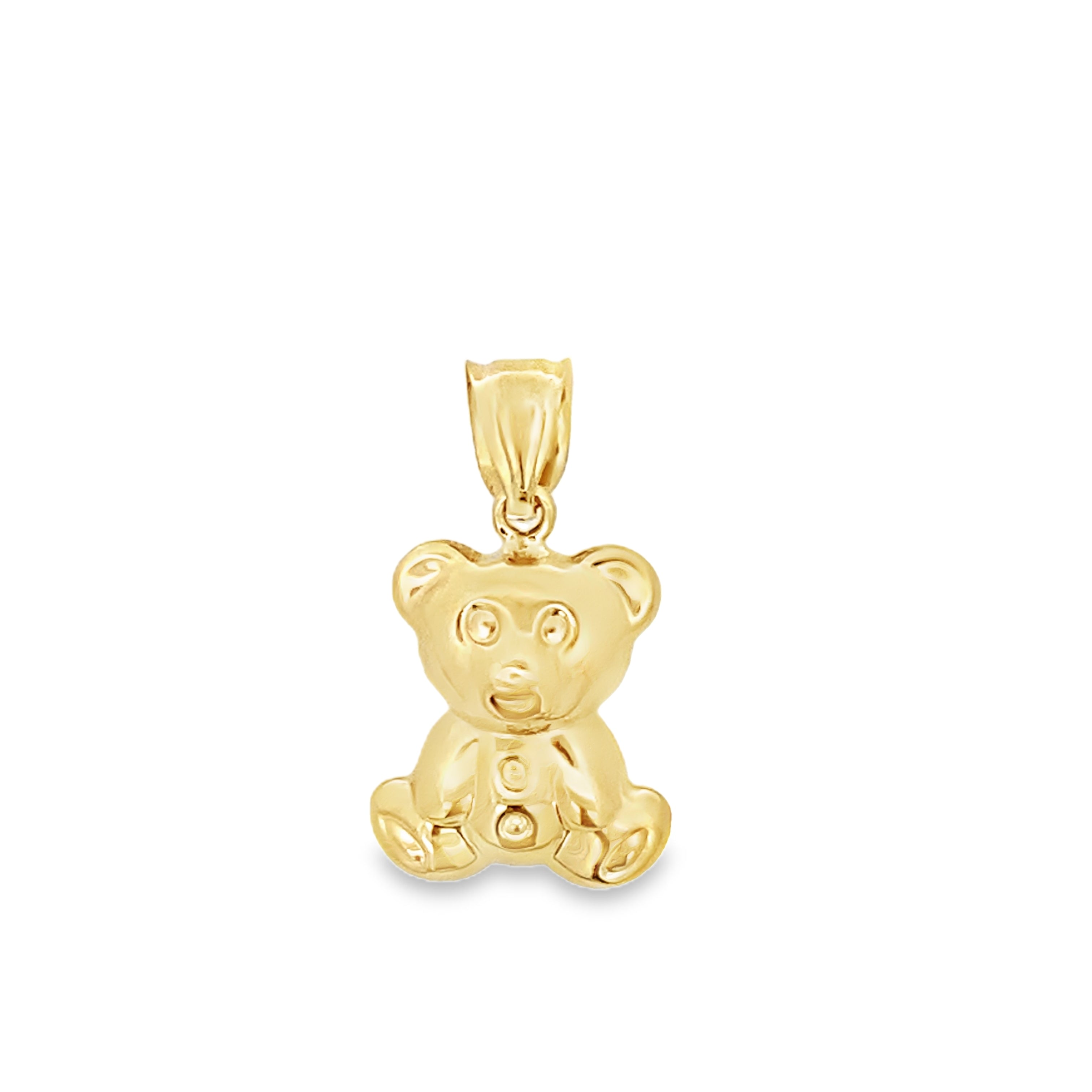 14K Yellow Gold Two Tone Puff Bear Pendant  1.3Dwt