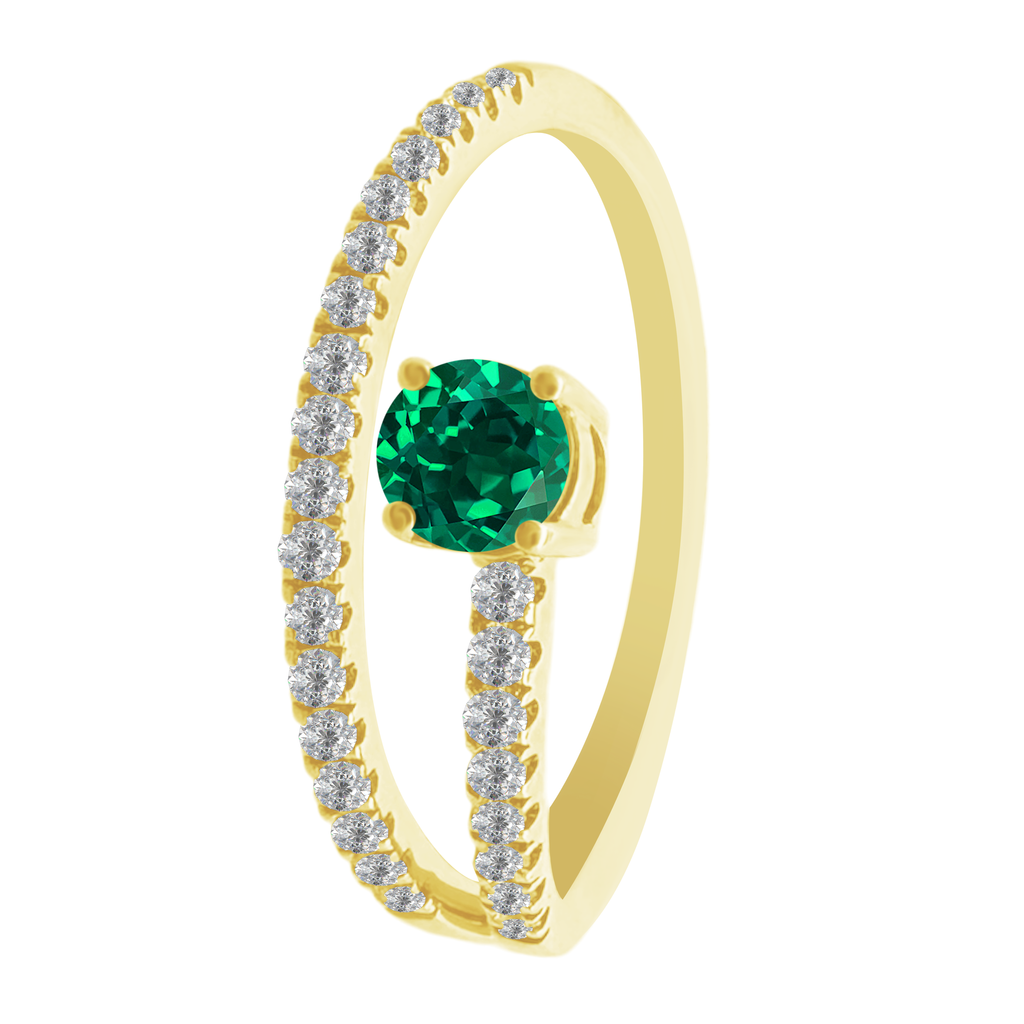 0.23Emrd 0.19 Dird 14K Yellow Gold Emerald & Dia Ring Size 7 1.3Dwt