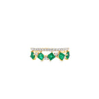 0.21Ctw Dird/0.74Ctw Emsq 14K Yellow Gold Emerald & Dia Ring Size 7 1.6Dwt