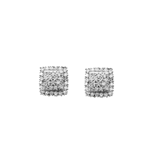 10K Yellow Gold Diamond Square Stud Earrings 0.6Dwt
