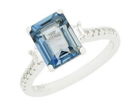 (Uj2) 0.19Ctw Diamond 2.63Ctw London Blue Topaz 14K White Go