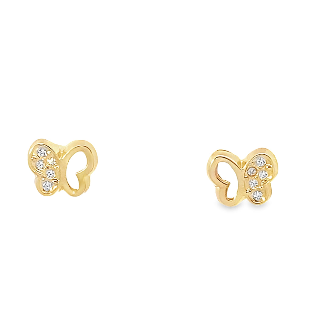 14K Yellow Gold Butterfly Stud Earrings