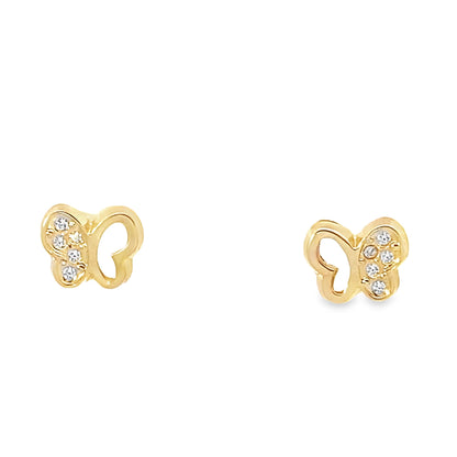 14K Yellow Gold Butterfly Stud Earrings