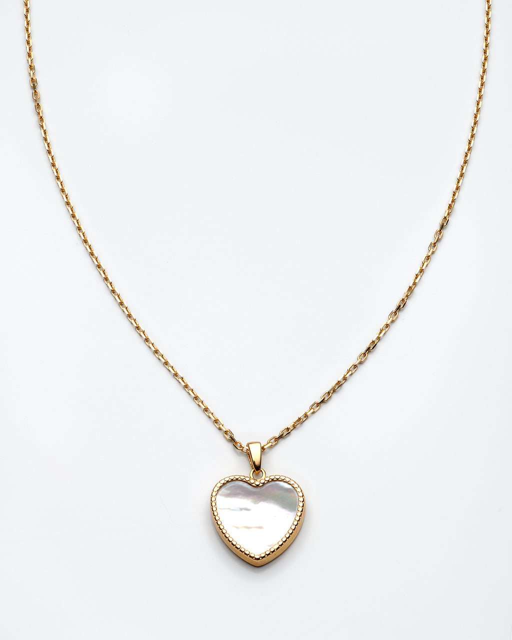 14K Yellow Gold Mother Of Pearl Heart Necklace 16In 2.8Dwt