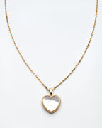 14K Yellow Gold Mother Of Pearl Heart Necklace 16In 2.8Dwt