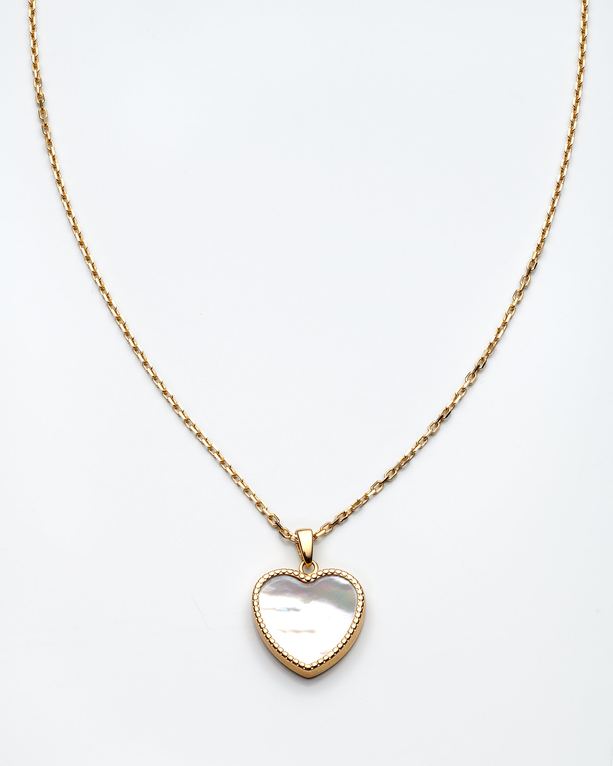 14K Yellow Gold Mother Of Pearl Heart Necklace 16In 2.8Dwt
