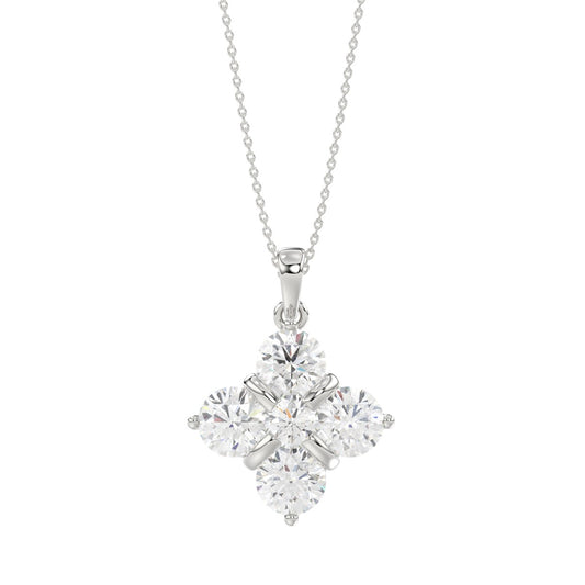 1.80Ctw 14K White Gold Flower Lab Grown Diamond  Necklace 18